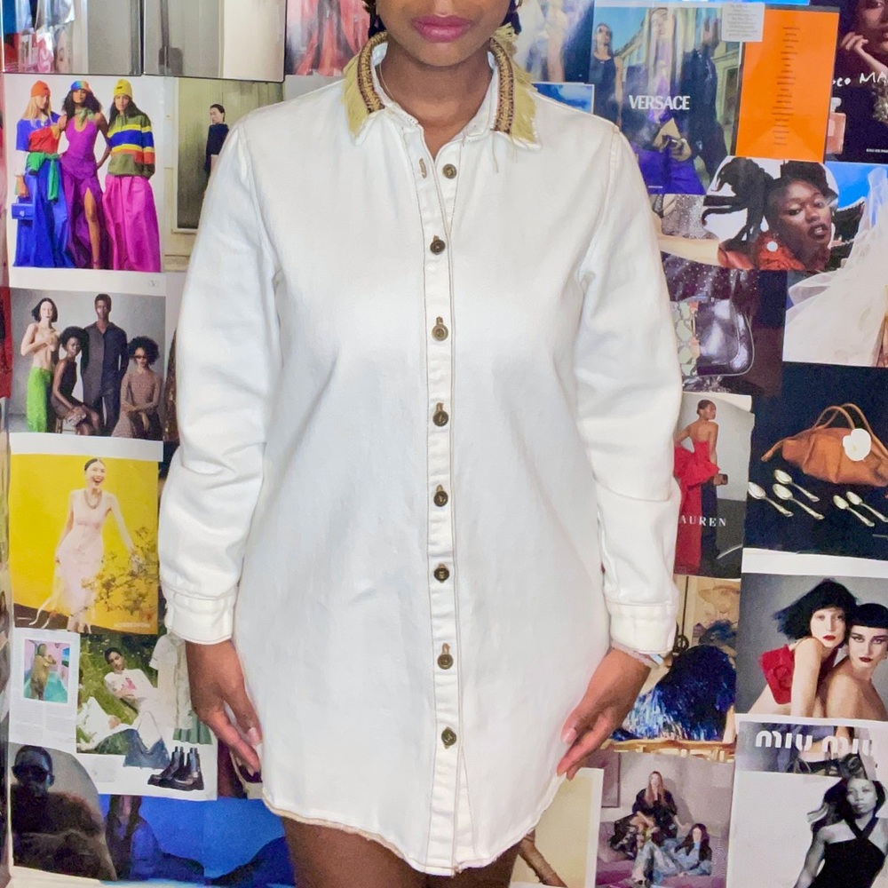 White Denim Button-Up